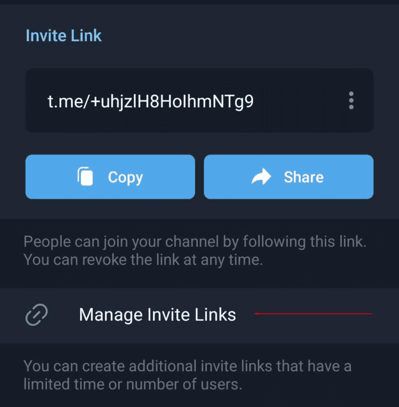 Manage invite links