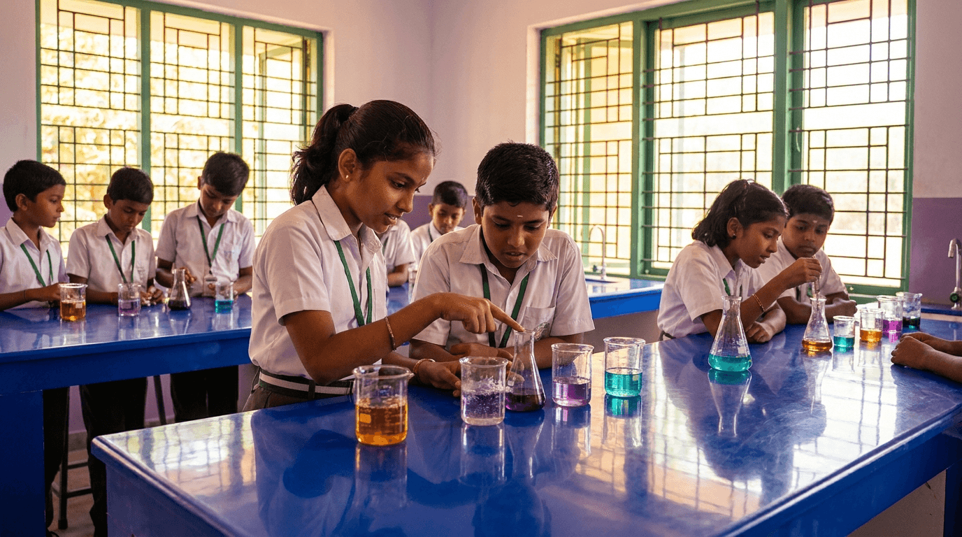 NCFE students doing a chemistry experiment