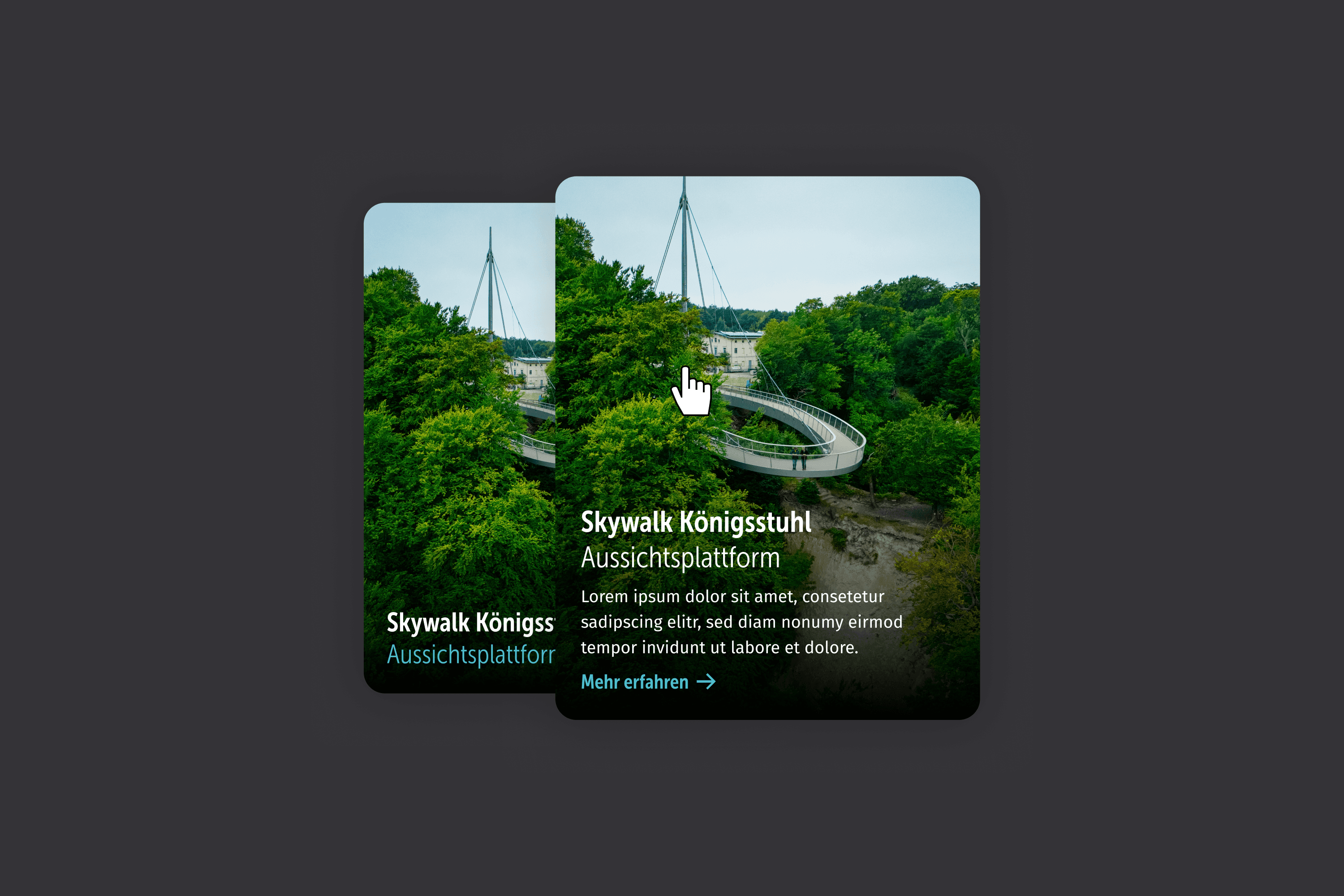 Skywalk Königsstuhl Aussichtsplattform with text overlay