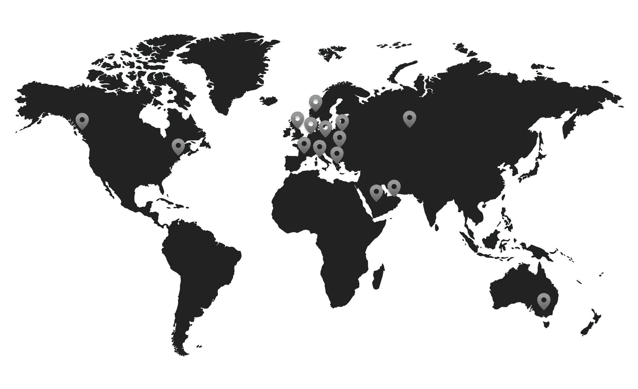 world map with marked locations