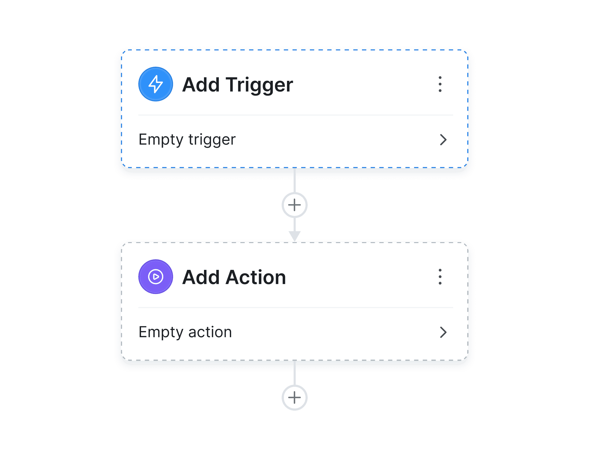 Two monitors featuring the add action interface and the add action buttons for functionality demonstration.