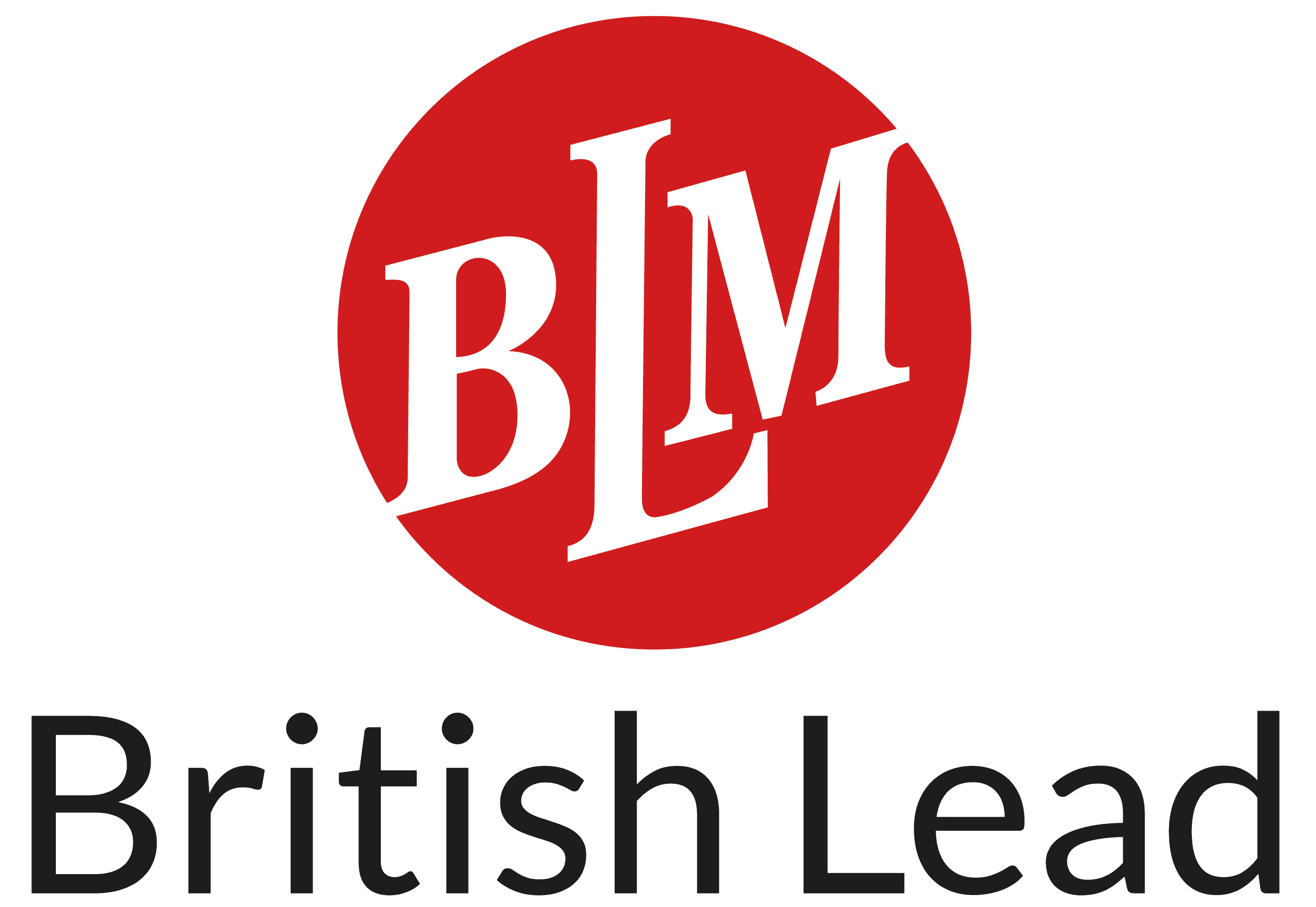 British Lead logo with a red circle and white initials B L M and the words "British Lead" beneath.