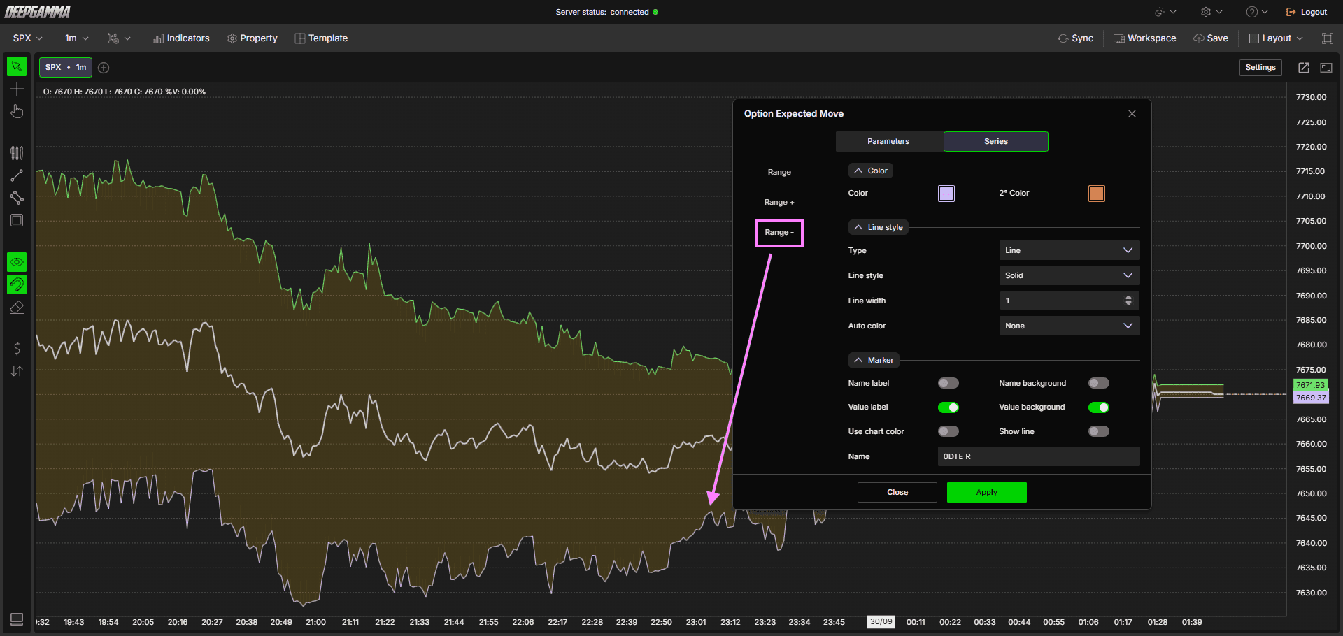 Option Expected Move - DeepGamma Web. Series screenshot 7.