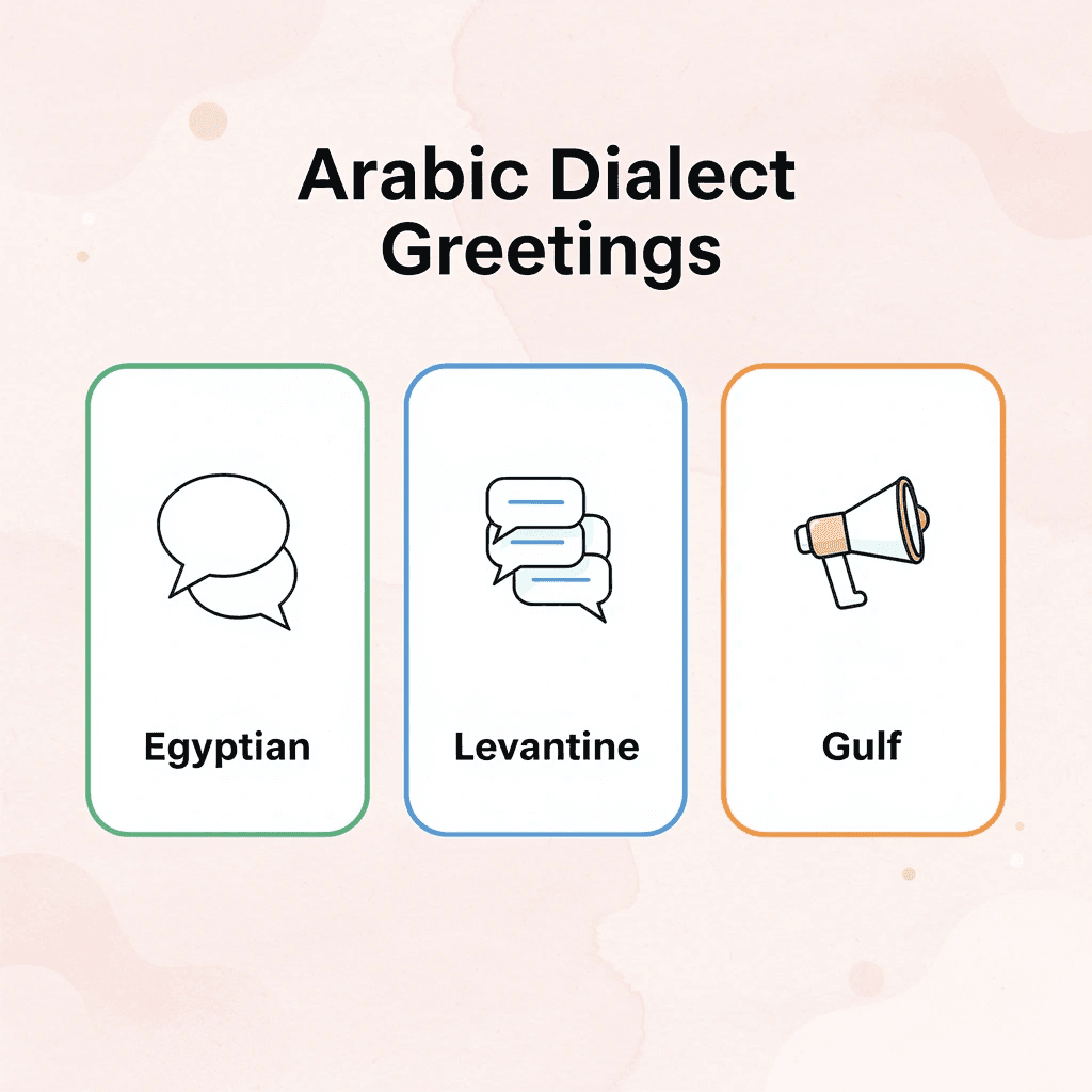  Infographic showing three Arabic dialect greeting types