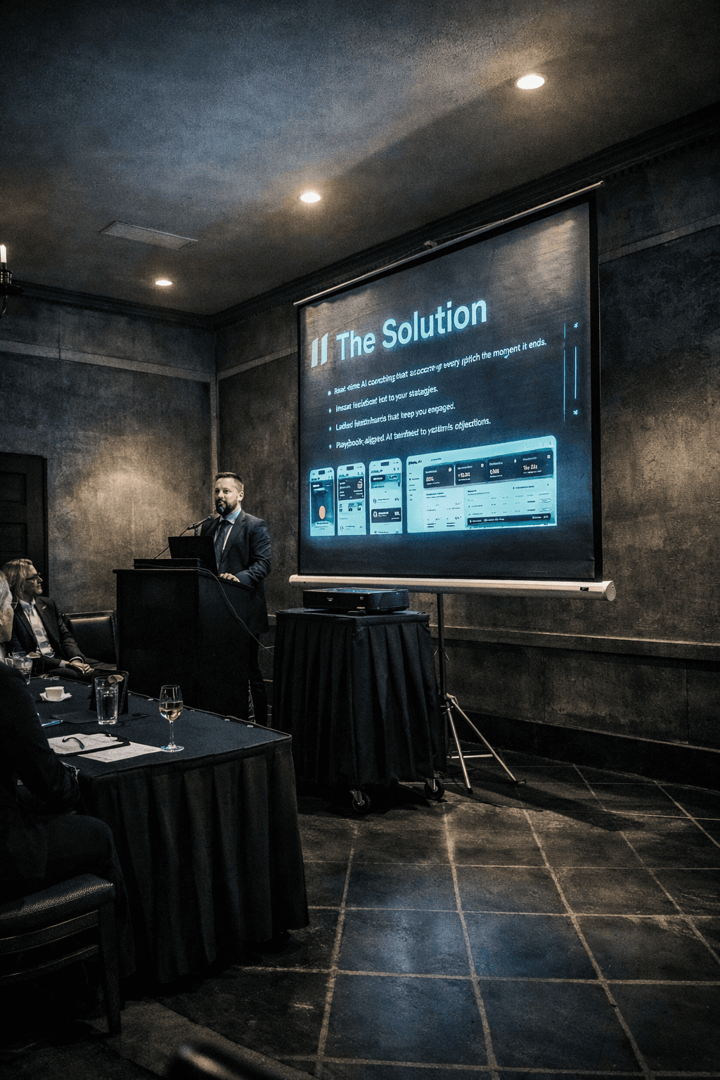 Taylor, co-founder of Parlay, pitching at a local Alta Club shark tank event