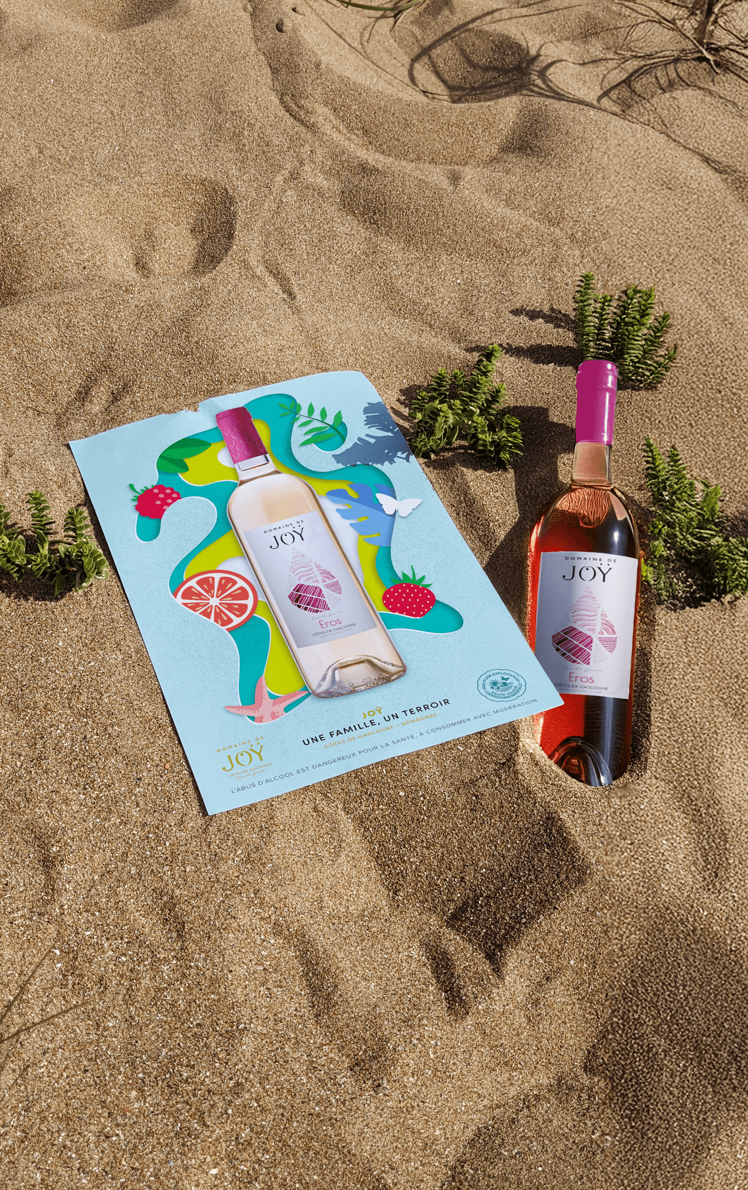 Affiche publicitaire illustrée pour le vin rosé Eros