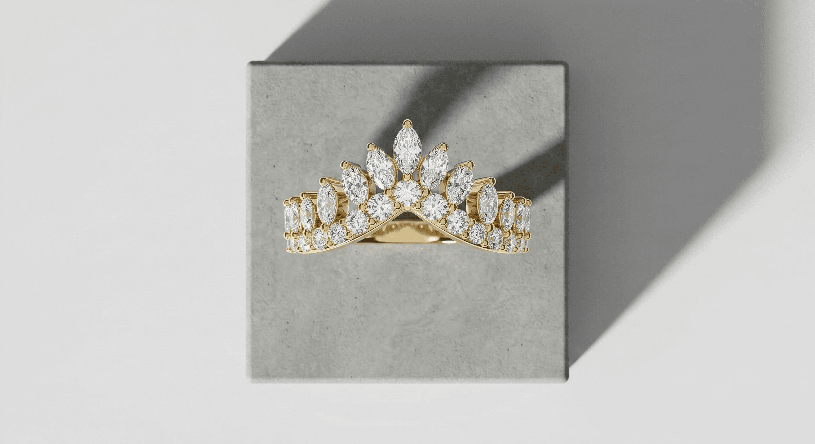 Custom wedding band to fit around an engagement ring