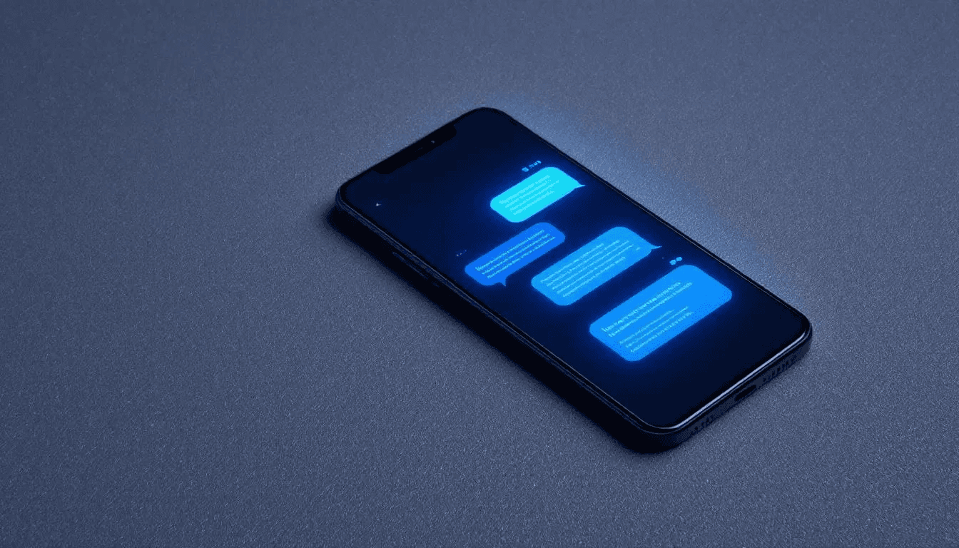 The image displays a smartphone screen showcasing an AI voice interface, illustrating a conversation flow that highlights customer interactions. This visual emphasizes how AI voice agents can streamline operations and enhance customer experience through automated responses and support for sales teams.