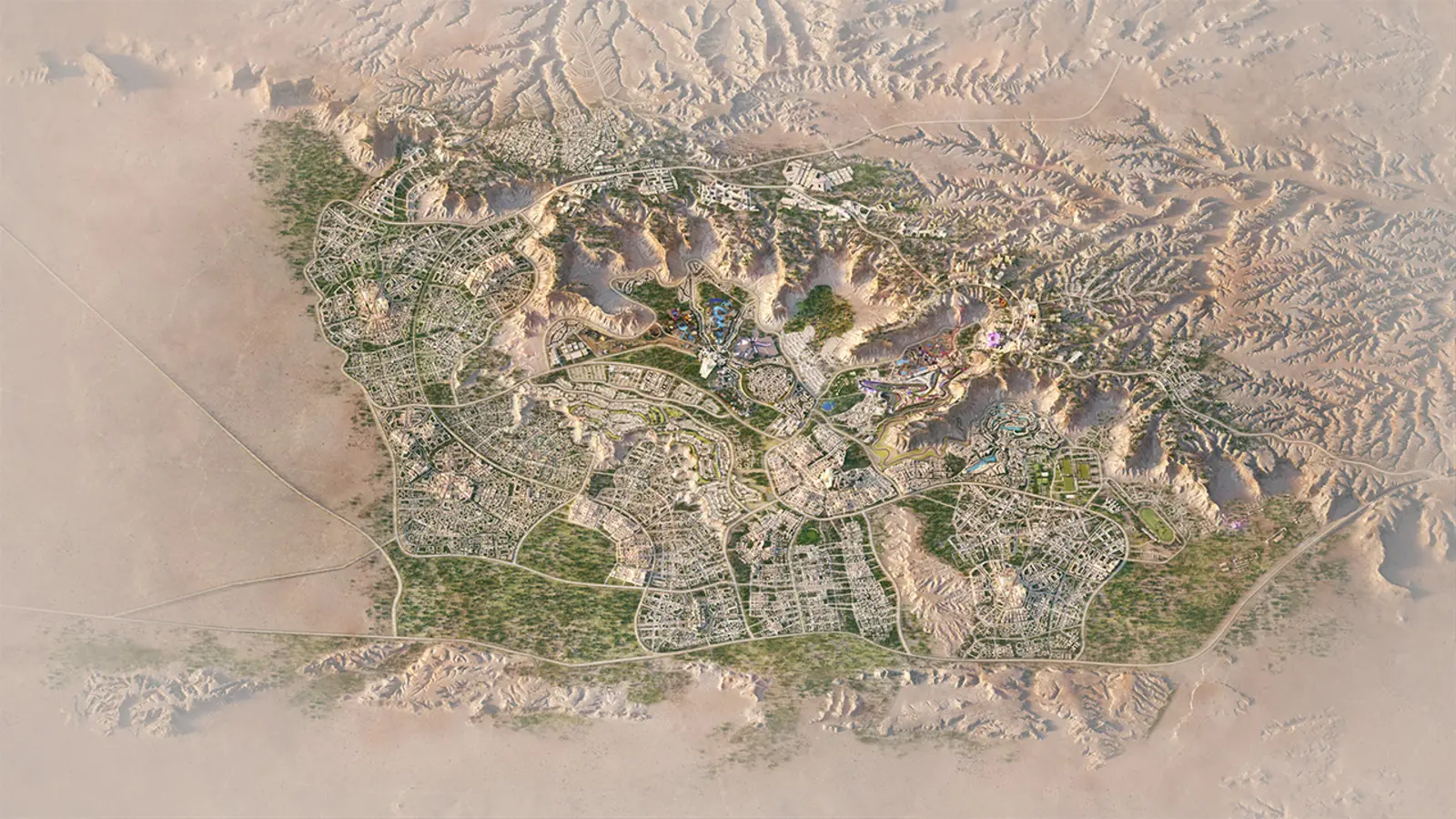 Qiddiya City destination masterplan across the Riyadh landscape