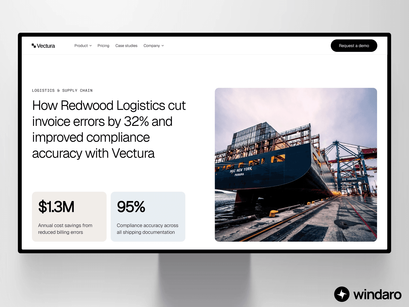 Vectura fintech SaaS Framer template metric cards