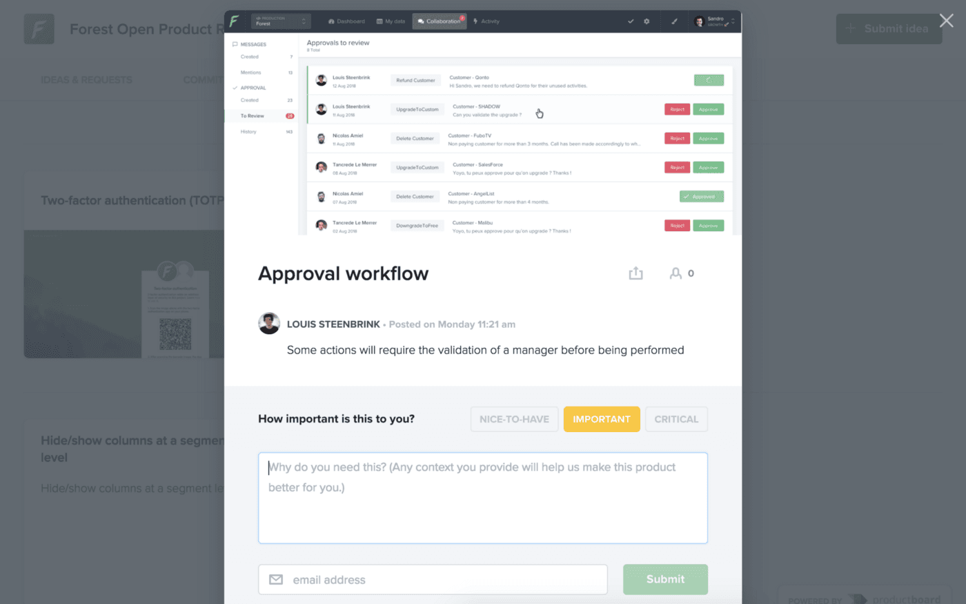 Customer insight on the Forest Admin Product Roadmap.