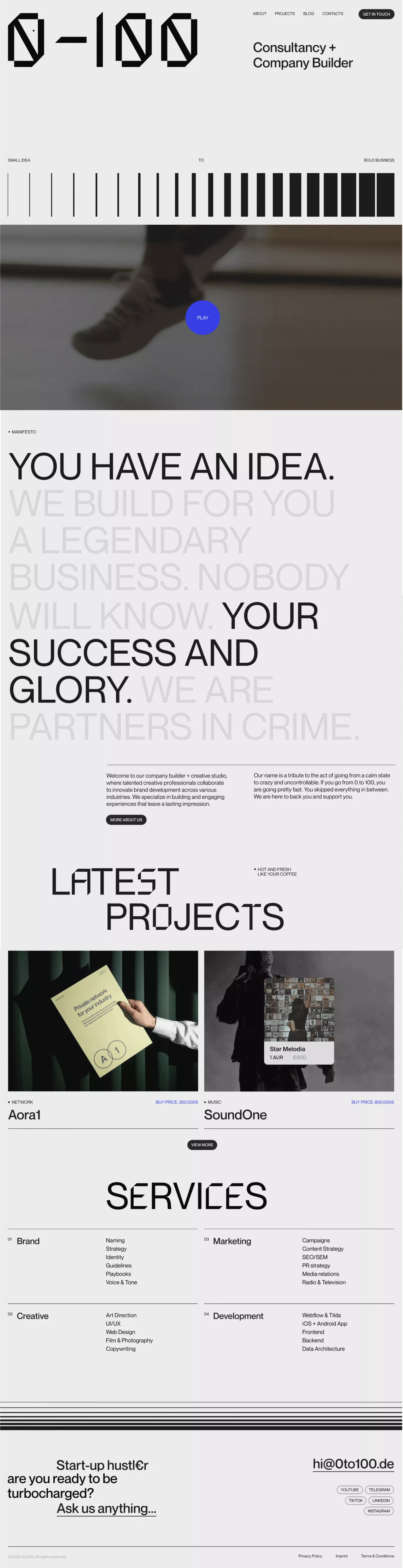Innovative Marketing and Web Development portfolio page screenshot showcasing Design and Tech design