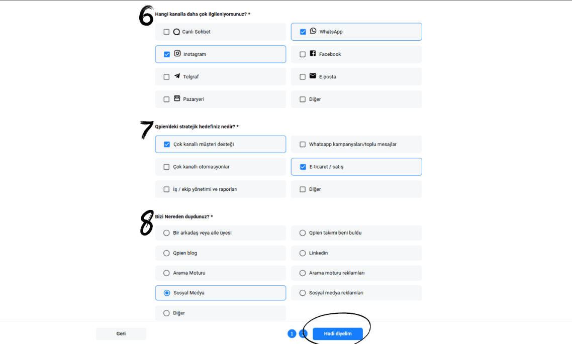 Onboarding Form - Part 2: Channel interests, primary business goals, and referral source.