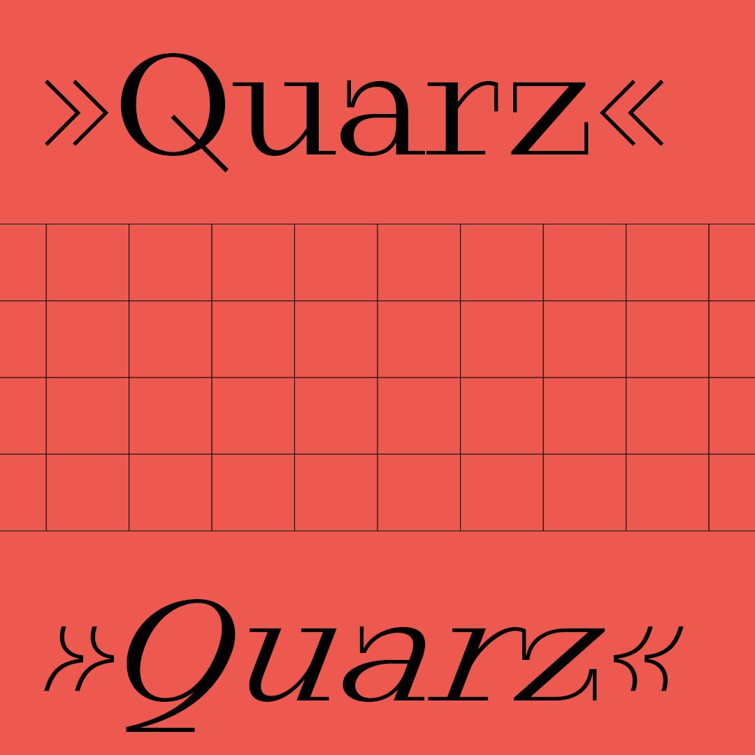 horizontally divided design showing discretionary ligatures and curvy alternates of Samzara on a bright red background