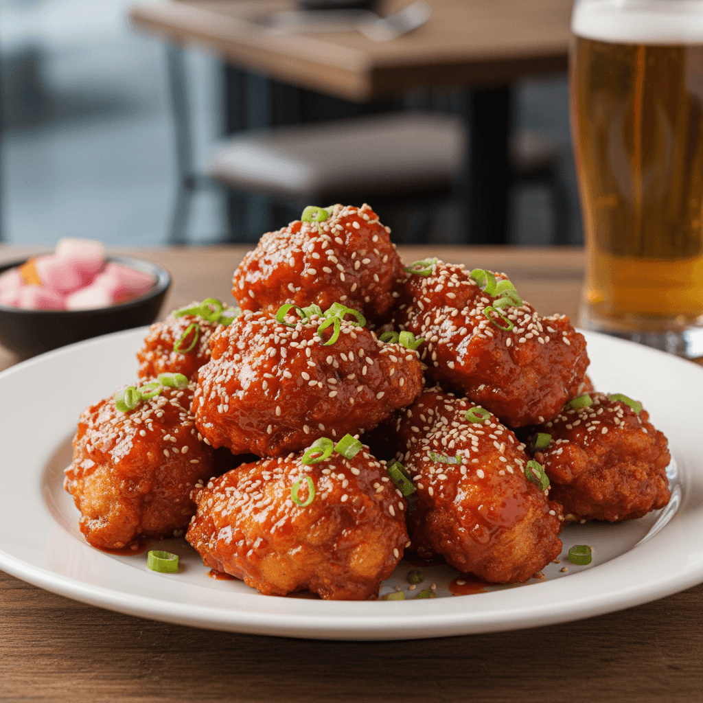 Crispy Korean Fried Chicken with gochujang glaze