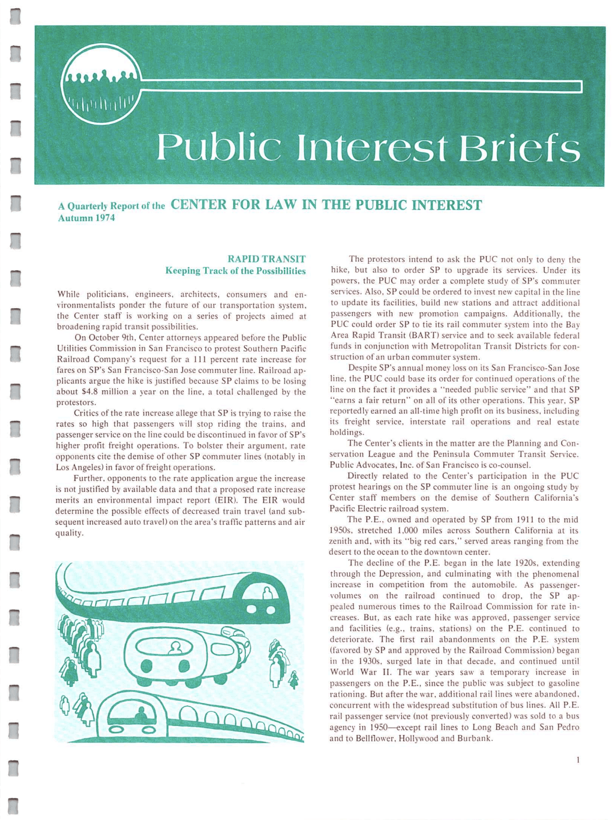 Cover of Center for Law In The Public Interest's Quarterly Report, Autumn 1974 Edition Public Interest Briefs