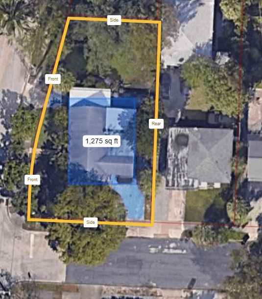 Aerial view of property being checked for ADU feasibility