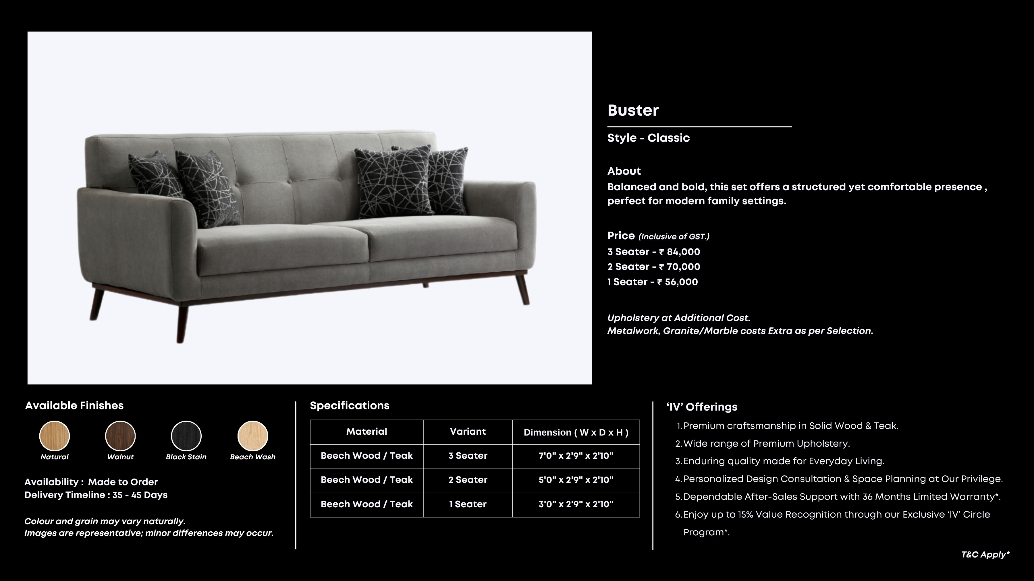 Structured grey sofa with a clean, modern profile.