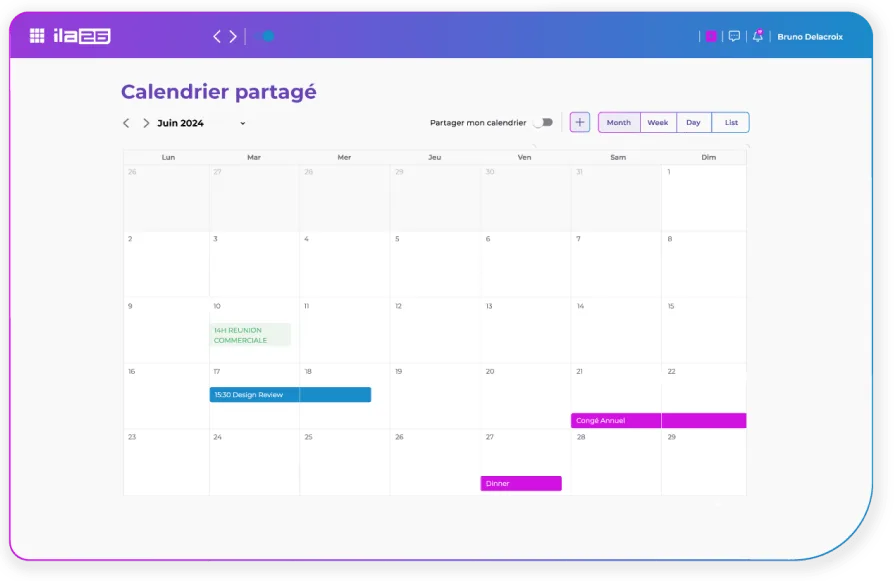 Collaboration simplifiée grâce au calendrier partagé de ila26 Energie