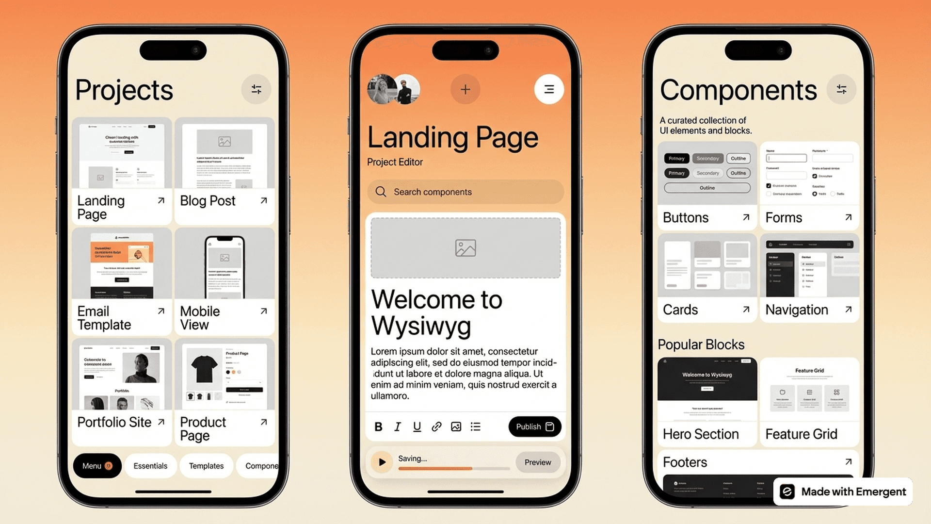 Wysiwyg App Made with Emergent