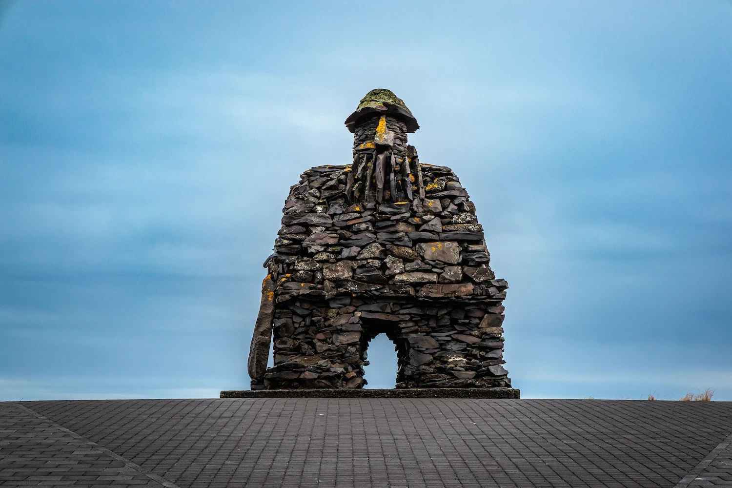 A stack of stones as a statue of Bardur at Arnarstapi Iceland