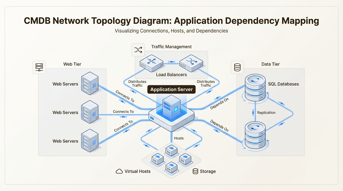 CMDB relationship mapping visualizes service dependencies and predicts the impact of infrastructure changes or failures