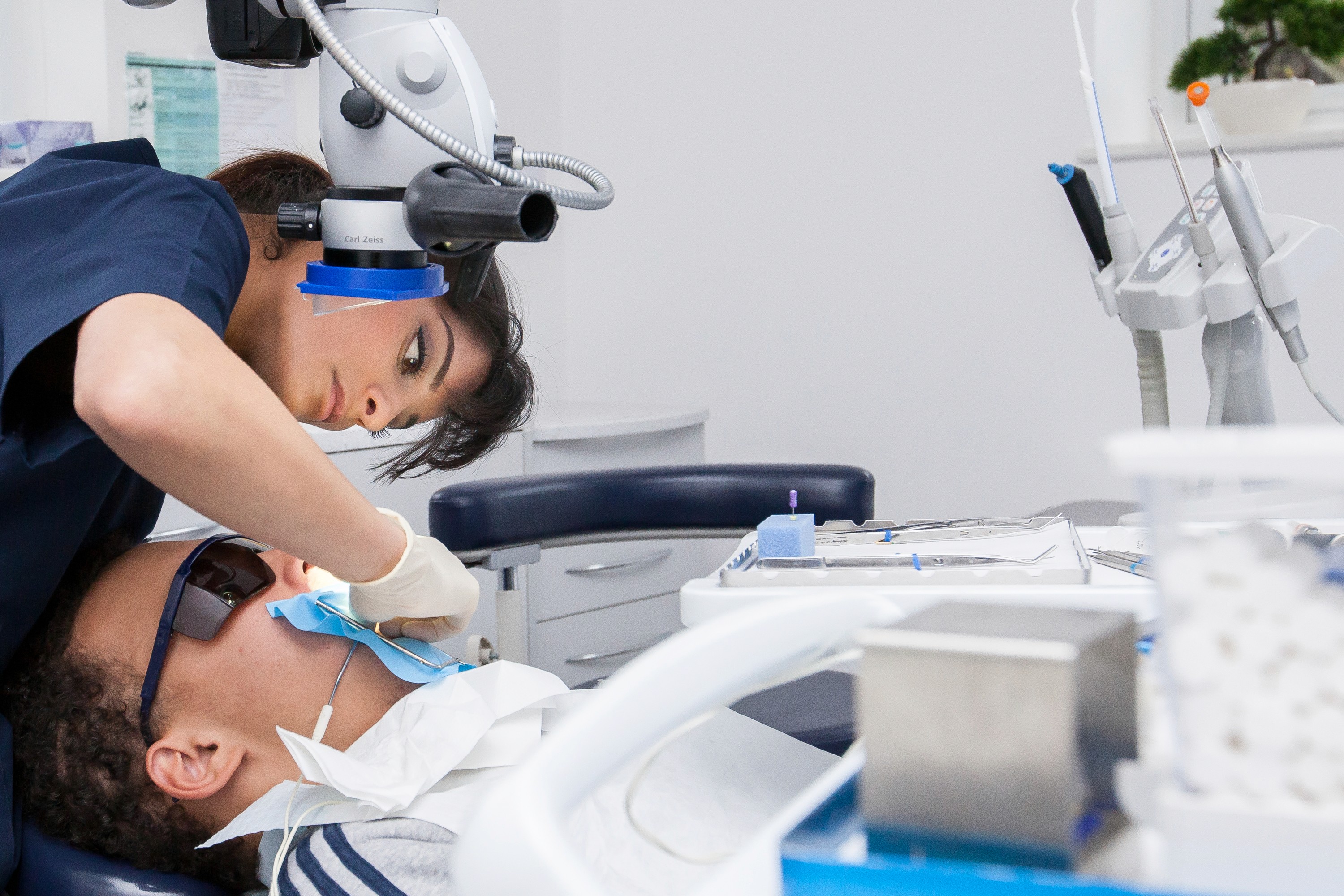 Relaxed patient in treatment room with Dr Kreena Patel