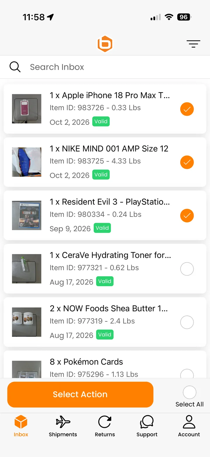 Inbox screen of the Boombinere app