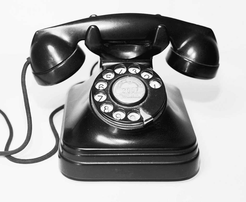 photo of black rotary telephone