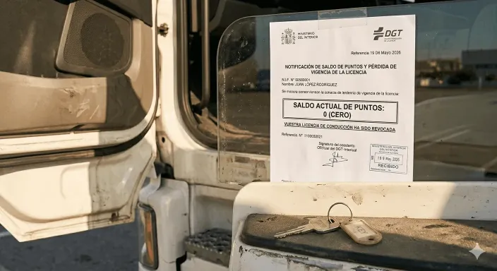 Pérdida total del saldo de puntos de la DGT, impidiendo al transportista ejercer su profesión.