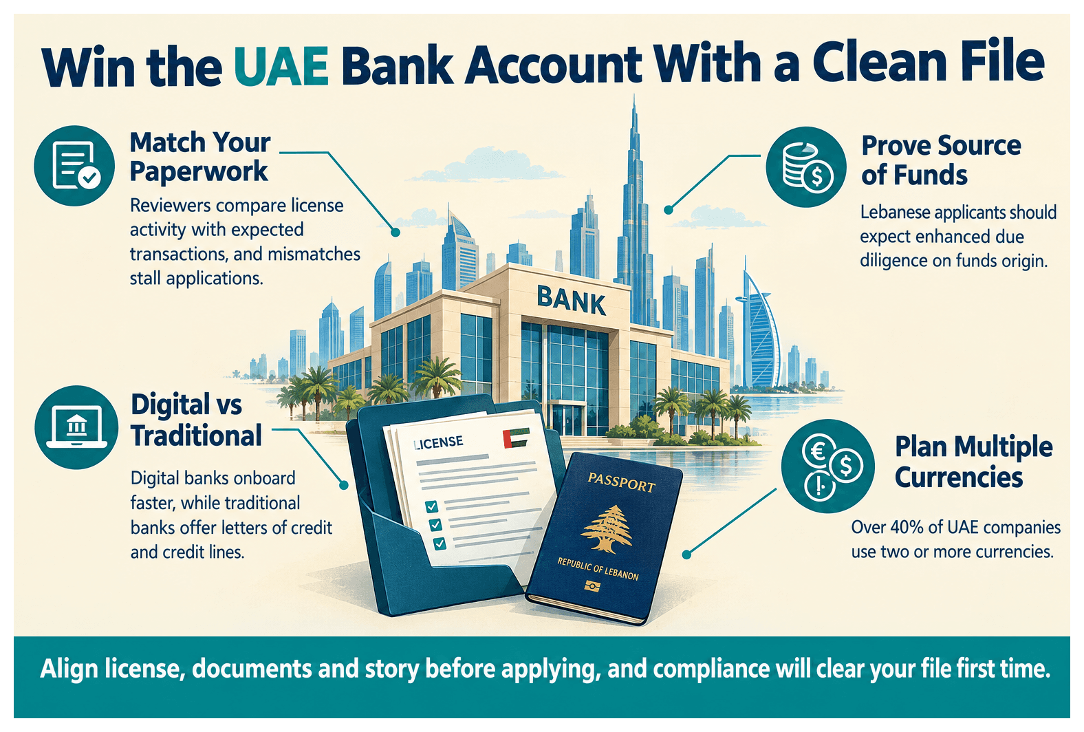 Infographic: Opening a UAE Corporate Bank Account as a Lebanese Entrepreneur