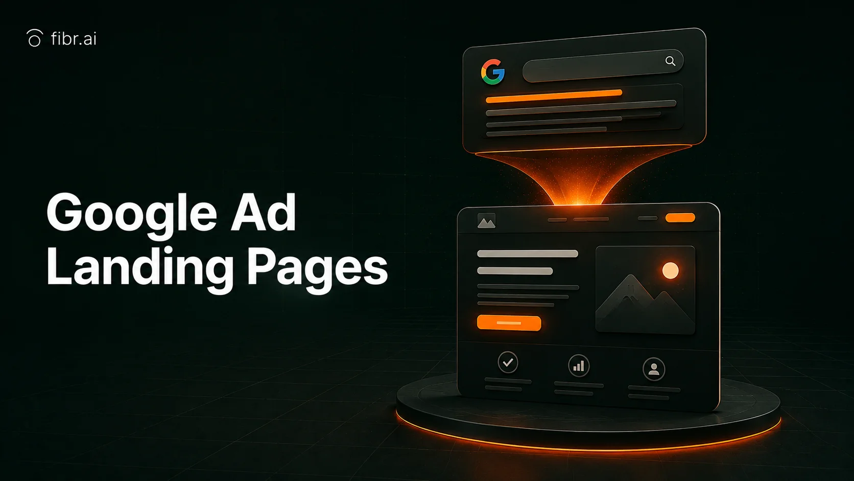 Google Ads landing page visualization with targeted ad flow, conversion-focused page design, and performance optimization elements.