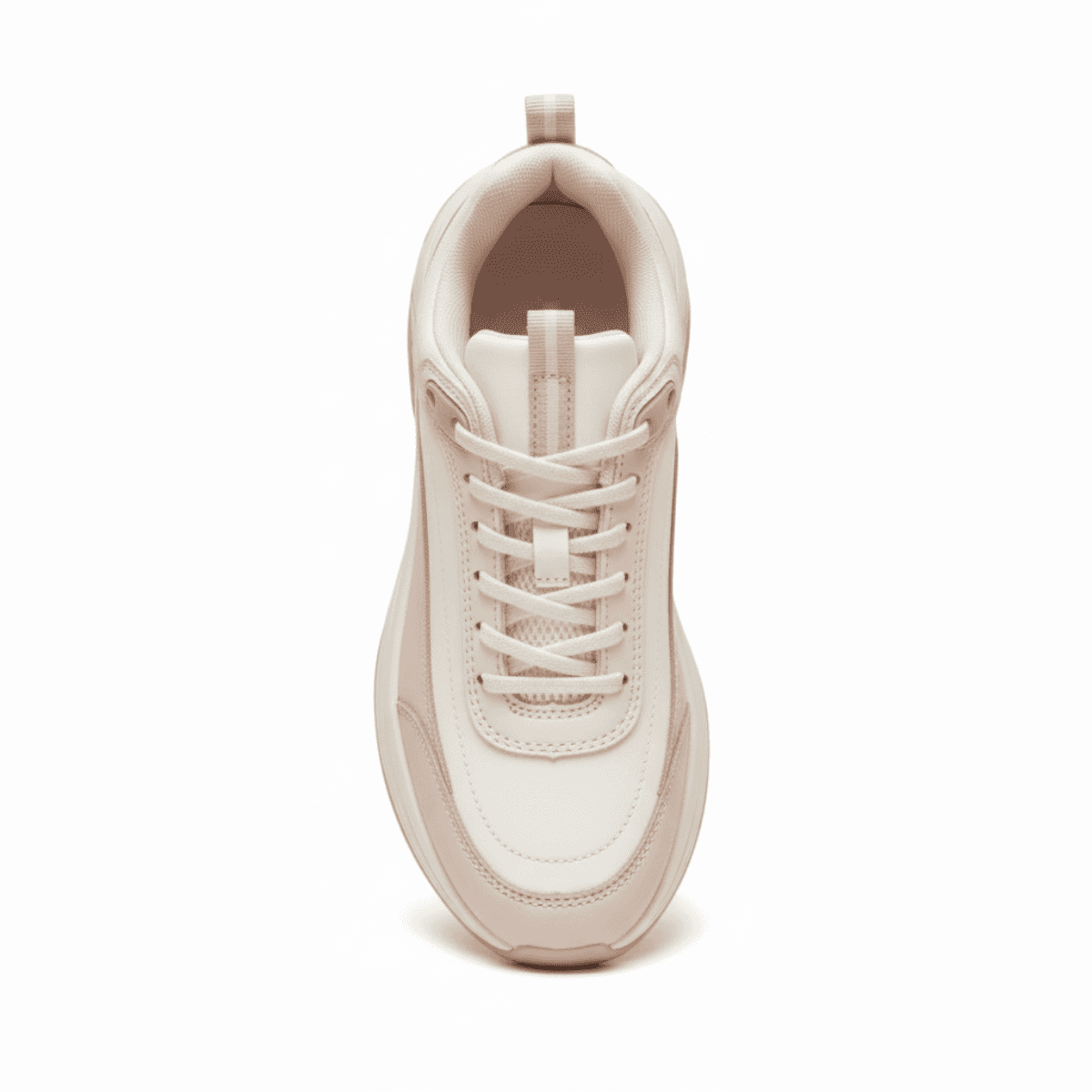 Beige Corbell Studio Walk women's sneaker with mesh panels and suede accents, top view.