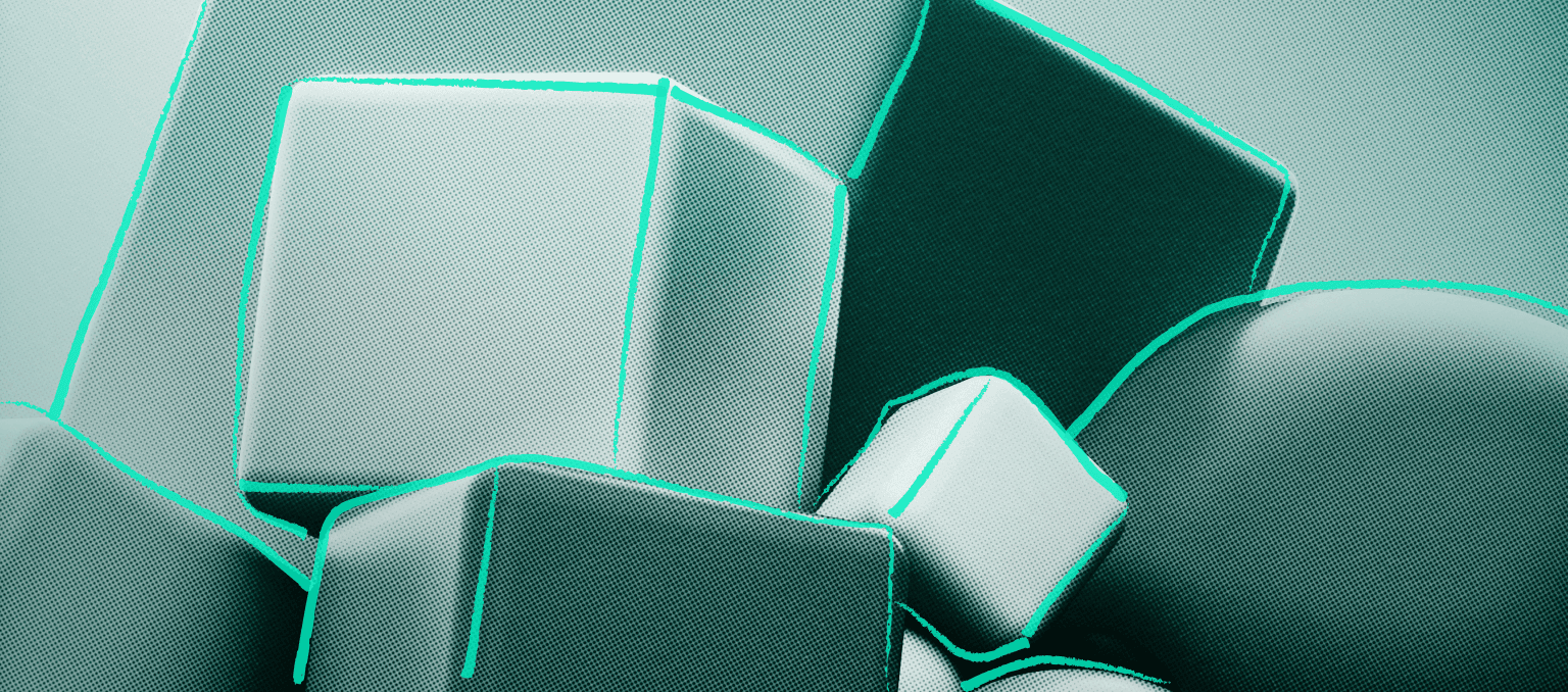 Overlapping modular blocks representing a flexible email design system built from reusable components.