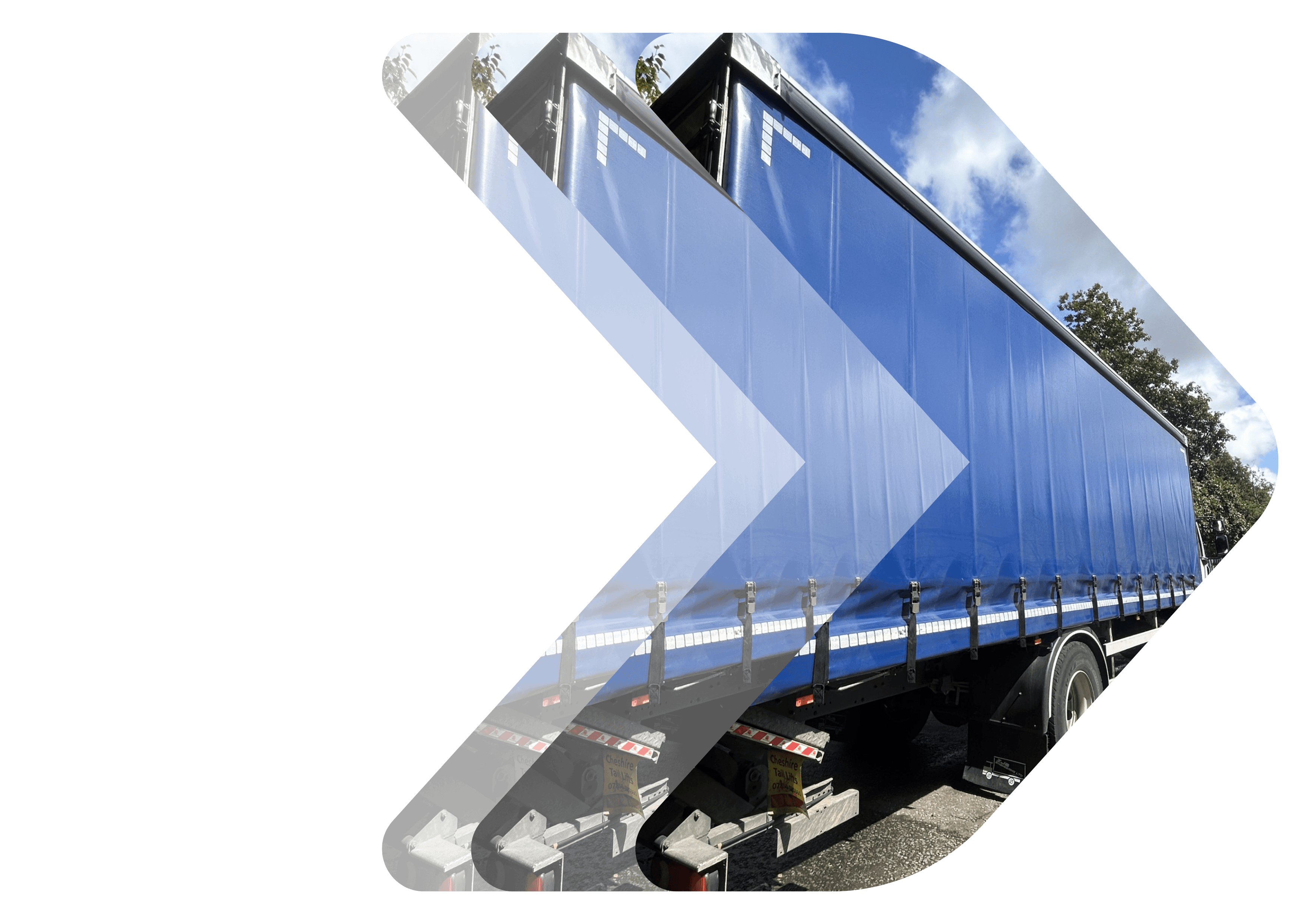 image of a truck trailer contained inside a chevron shape and gradually getting more transparent