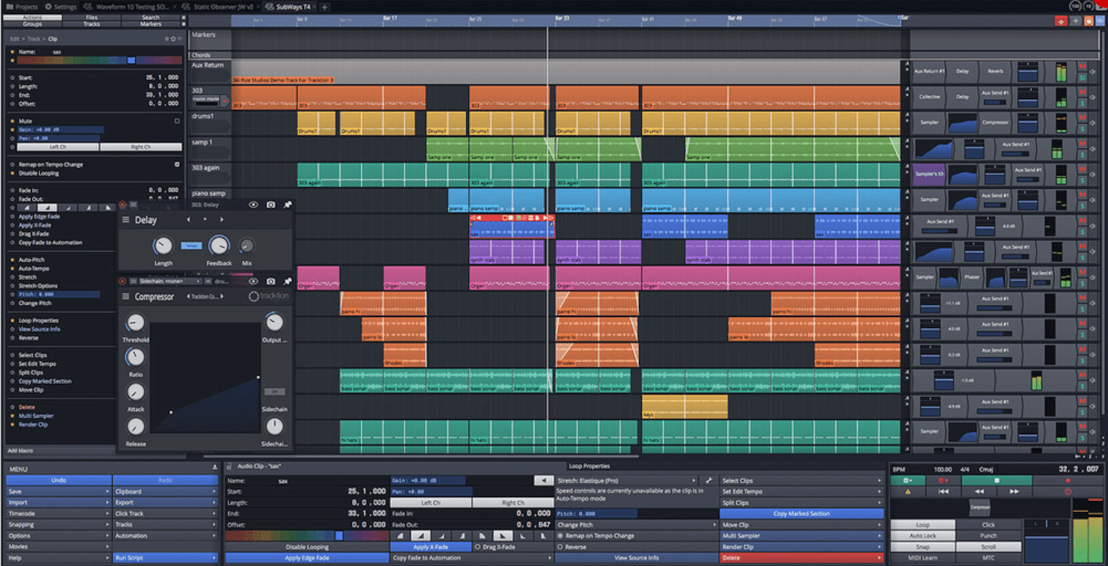 Tracktion Waveform Free DAW layout