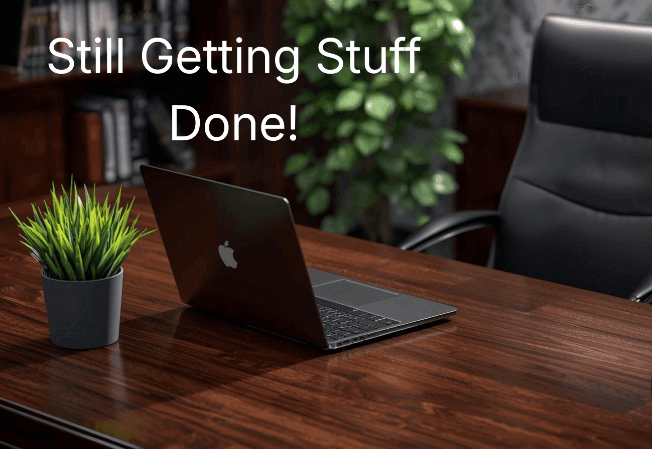 Latop on a Desk working away on its own