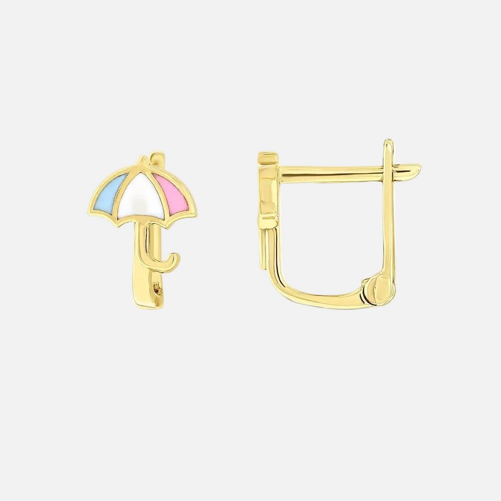 Şemsiye Figürlü 14 Ayar Altın Çocuk Küpesi Zarif Tasarım