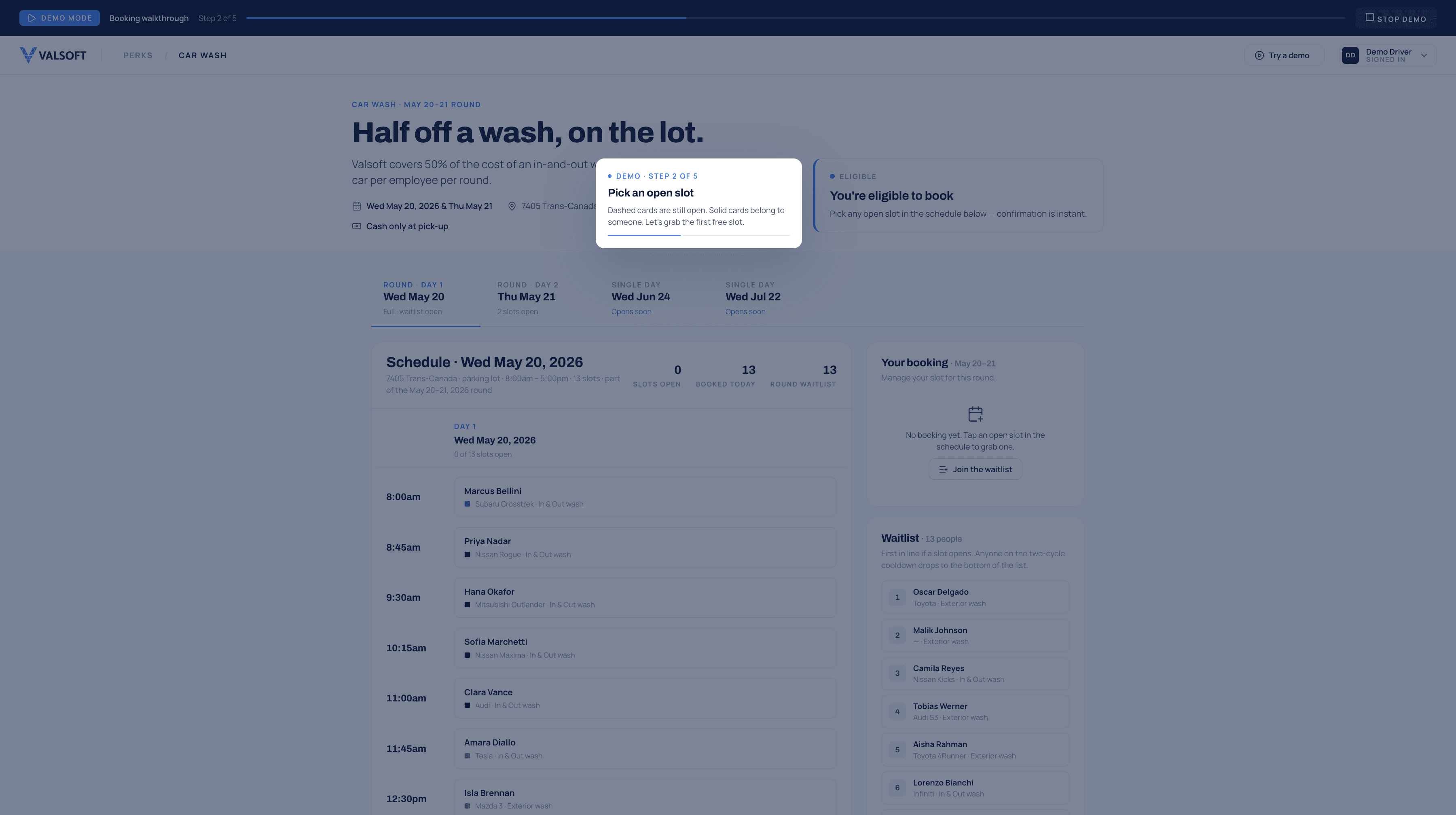 Valsoft Perks portal: prototype screen 5