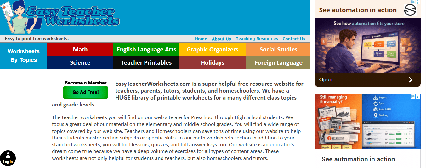 Easy Teacher Worksheets