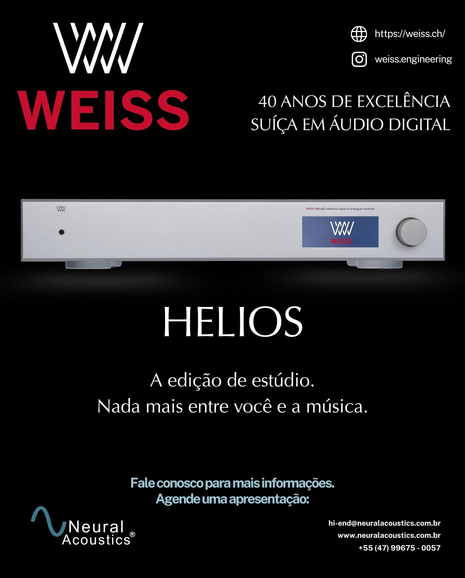 WEISS Helios: conversor D/A de referência para áudio hi-end