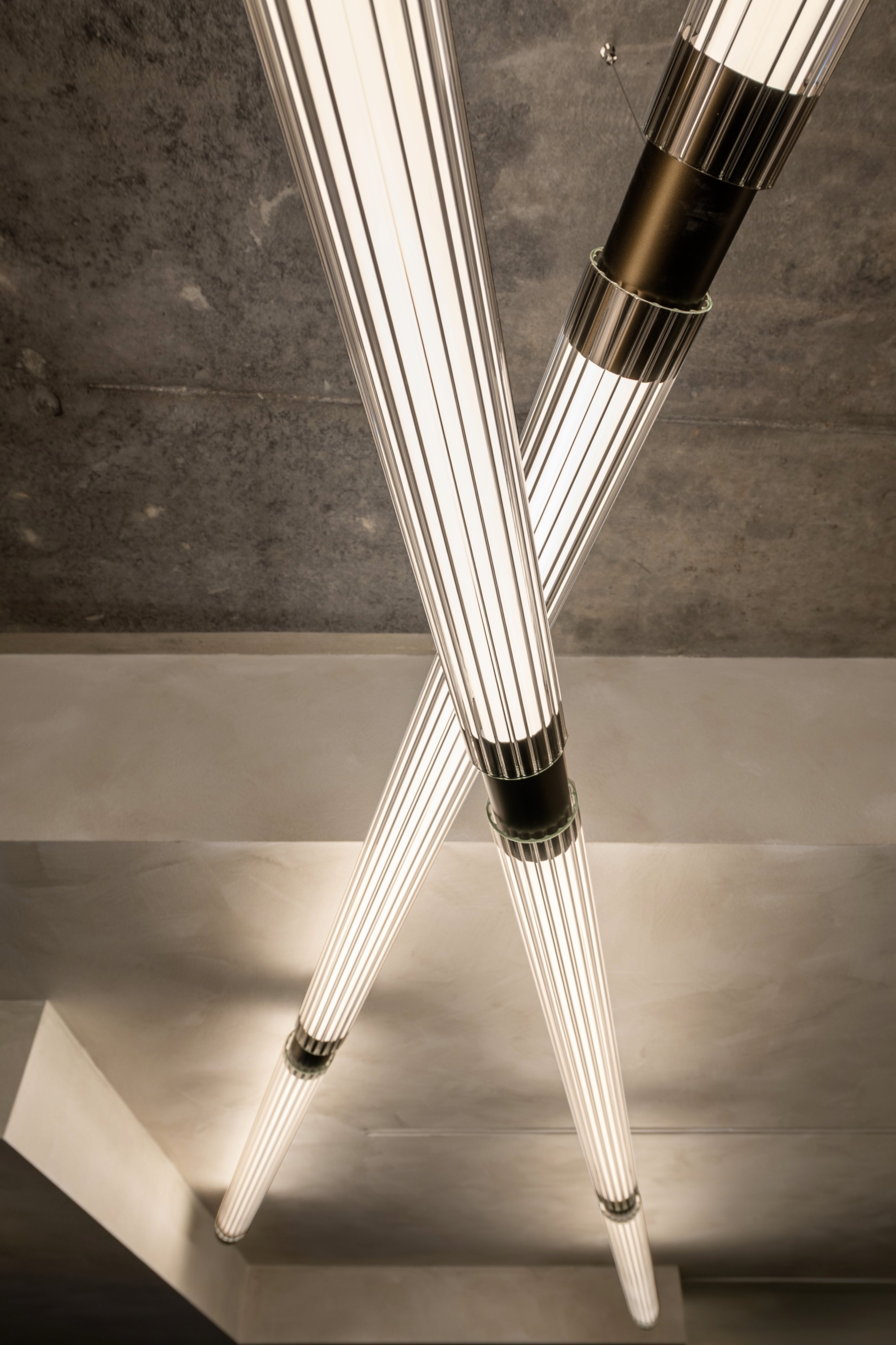 Detail of a custom-made glass tube lamp