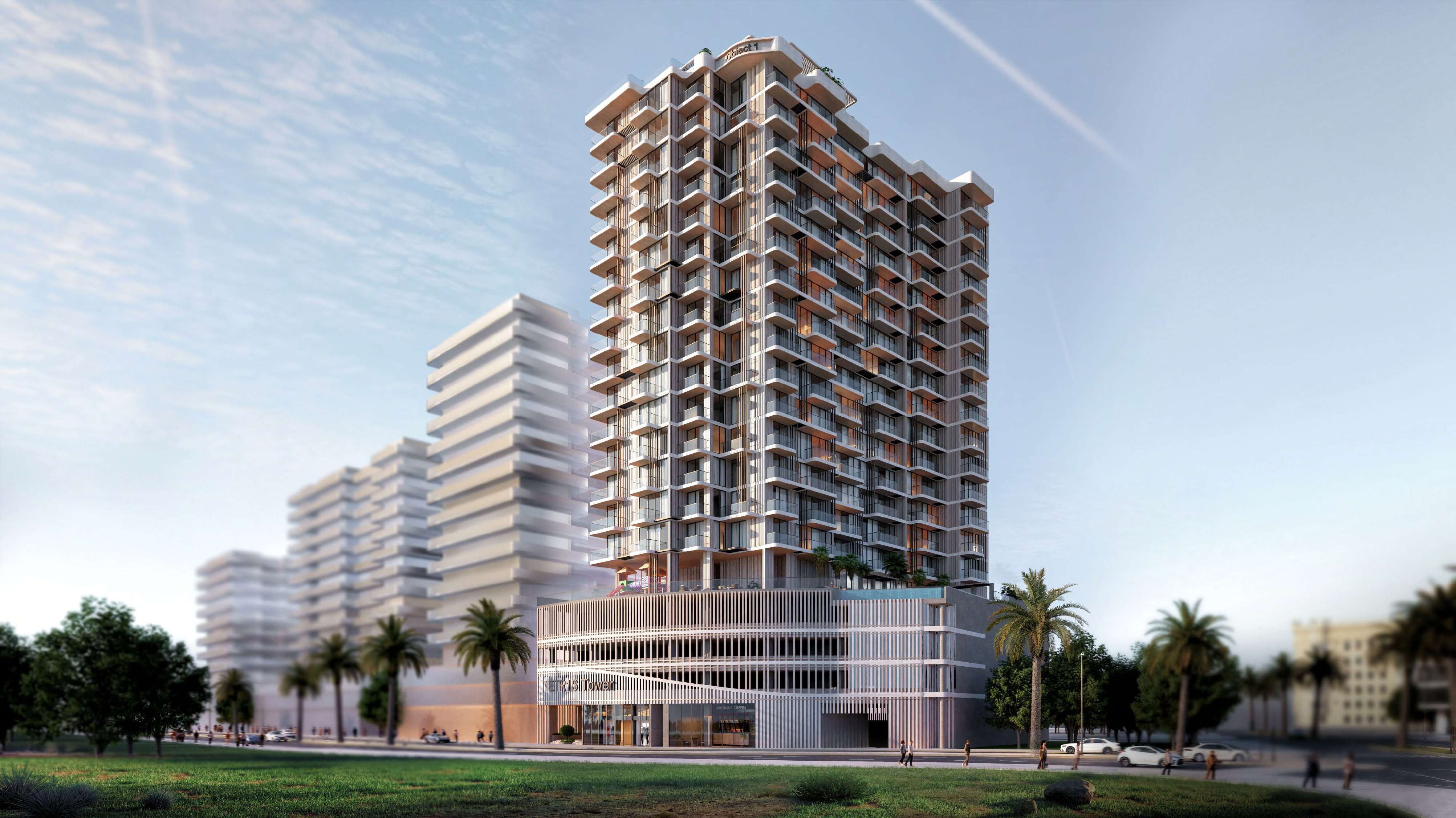 Full exterior view of Tetr1s Tower; a prime real estate investment opportunity in a modern urban setting.