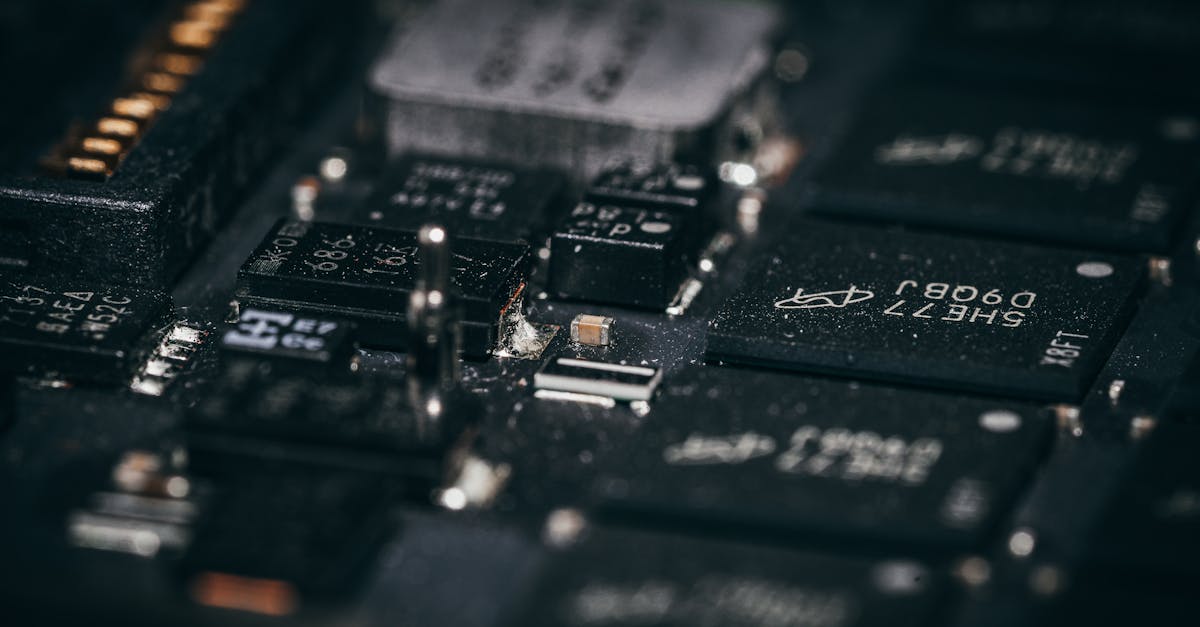 Detailed macro shot of electronic circuit components showcasing intricate design and layout.