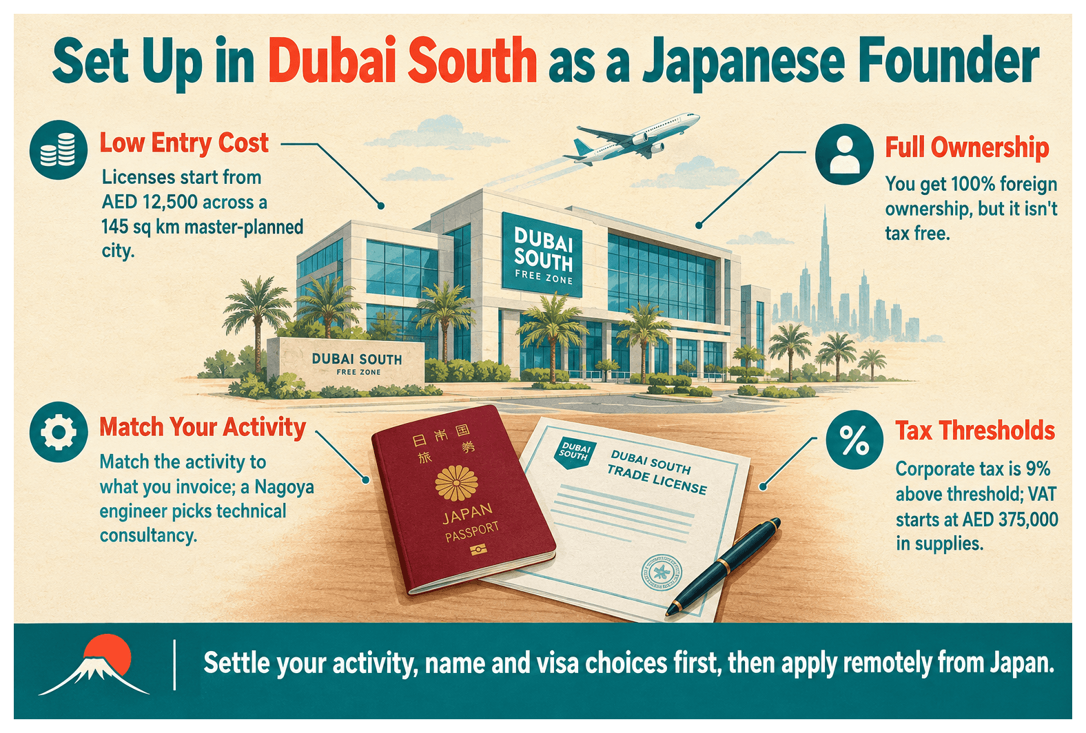 Infographic: How to Set Up a Company in Dubai South as a Japanese National