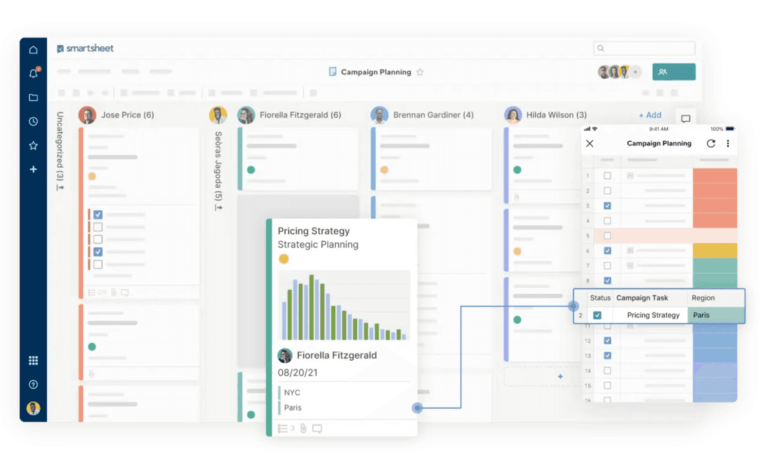 Interface of Smartsheet