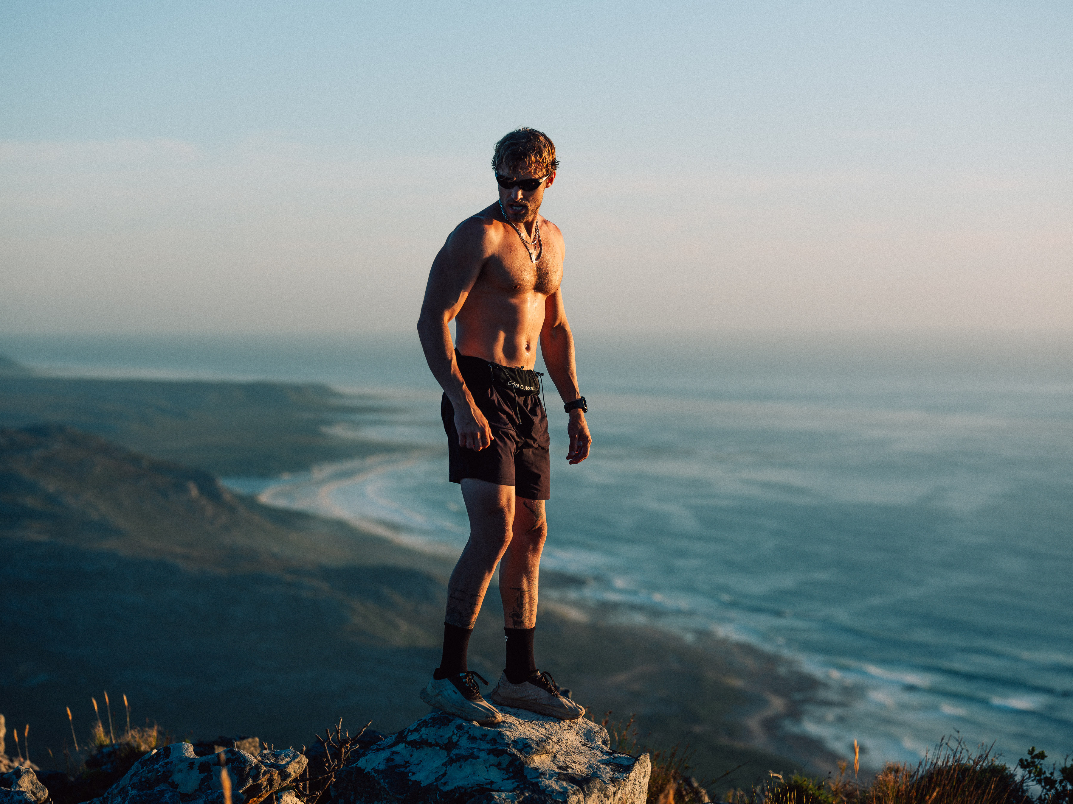 Concetrated triathlete grayscale