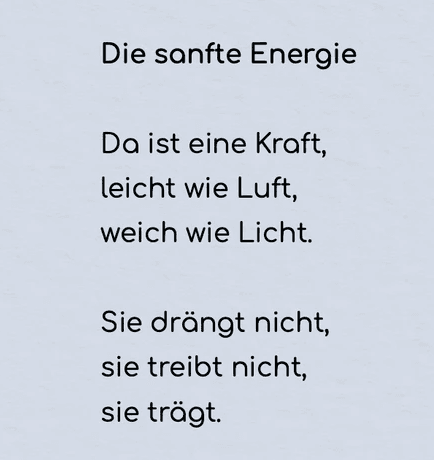 Gedicht über die sanfte Energie