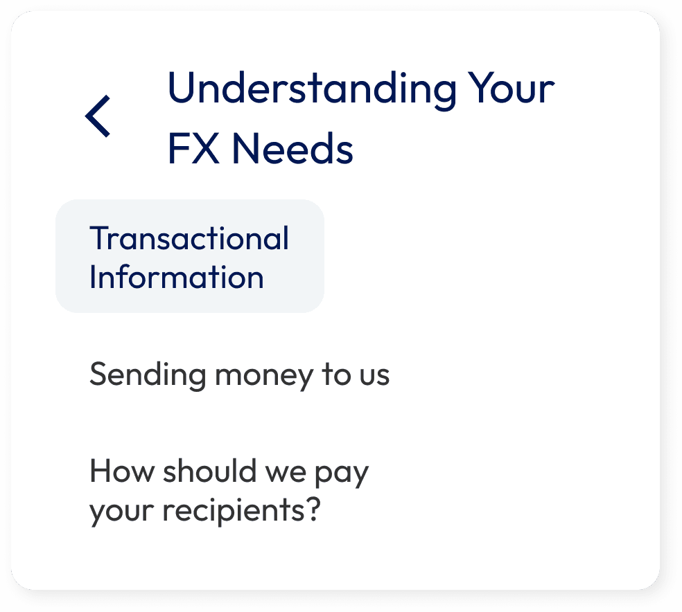 Screenshot of a navigation bar that show people what steps they're on and how many steps are left.