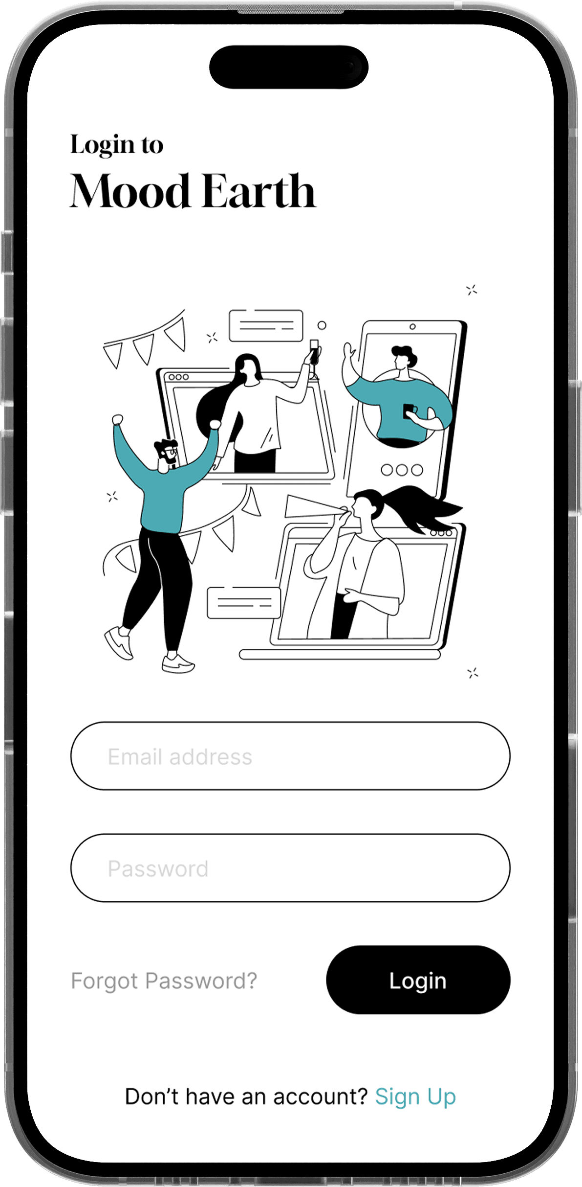 Login Screen Mobile App Design PNG Image
